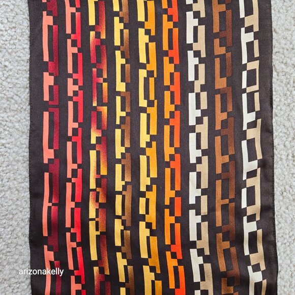 NWT Echo Silk Oblong Scarf Brown with Red, Orange, and Yellow Autumn Fall - Picture 3 of 6